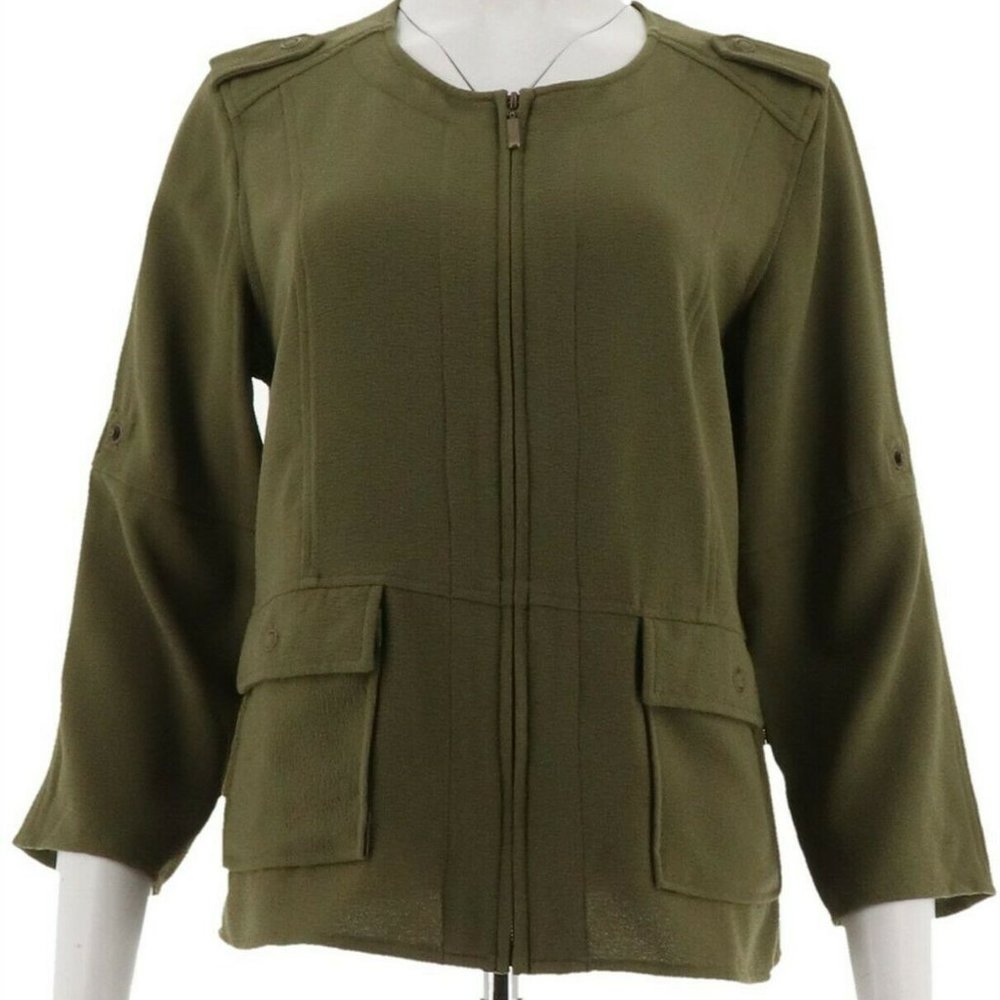 NWT‎ LINEA LOUIS DELL'OLIO CREPE GAUZE ZIP JACKET 8